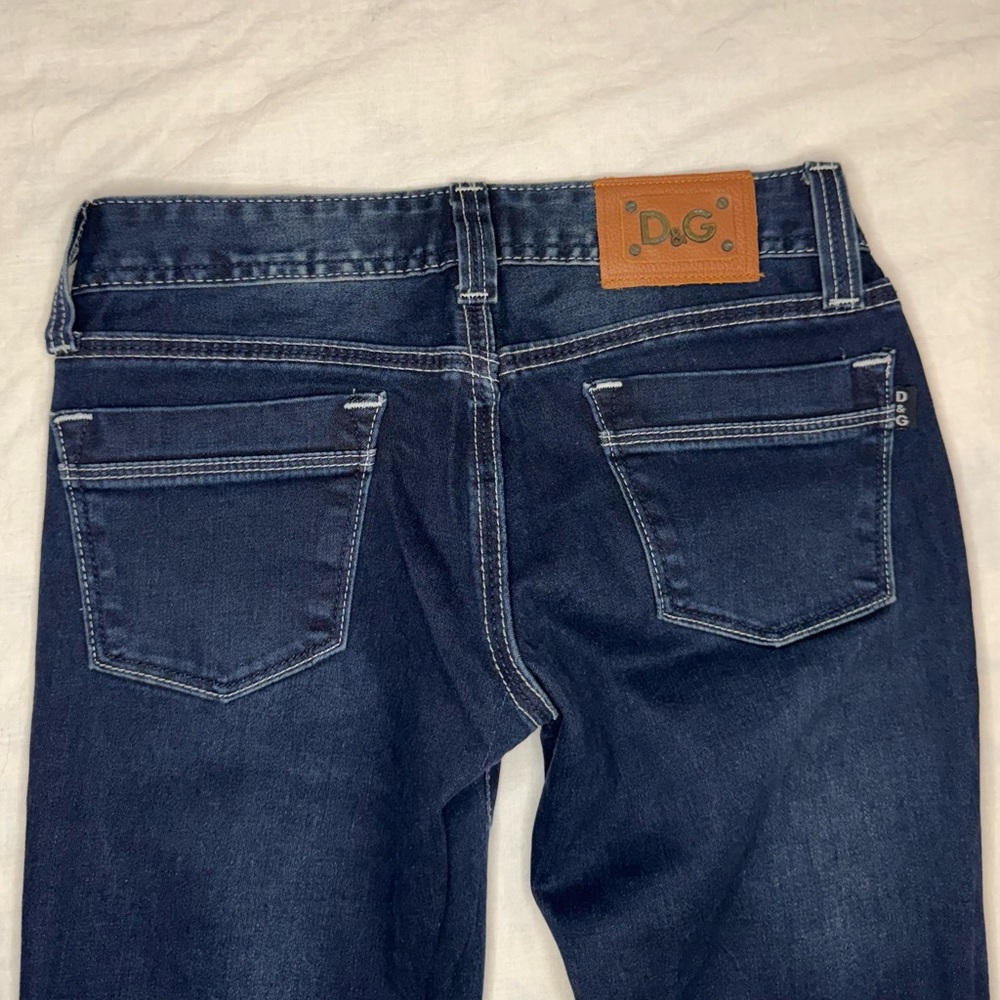 D&G Dolce & Gabbana Low Rise Dark Wash Slim Straight Jeans Size 26 - Picture 10 of 12